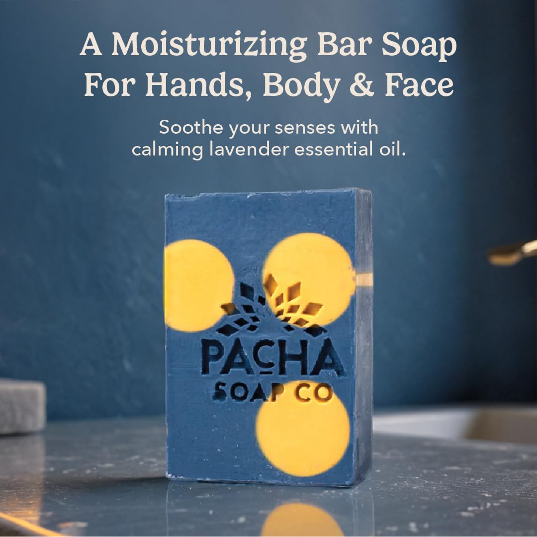 Pacha Soap Co. Lavender & Blue Tansy Bar Soap – Handcrafted 5-Pack (4 oz Each)