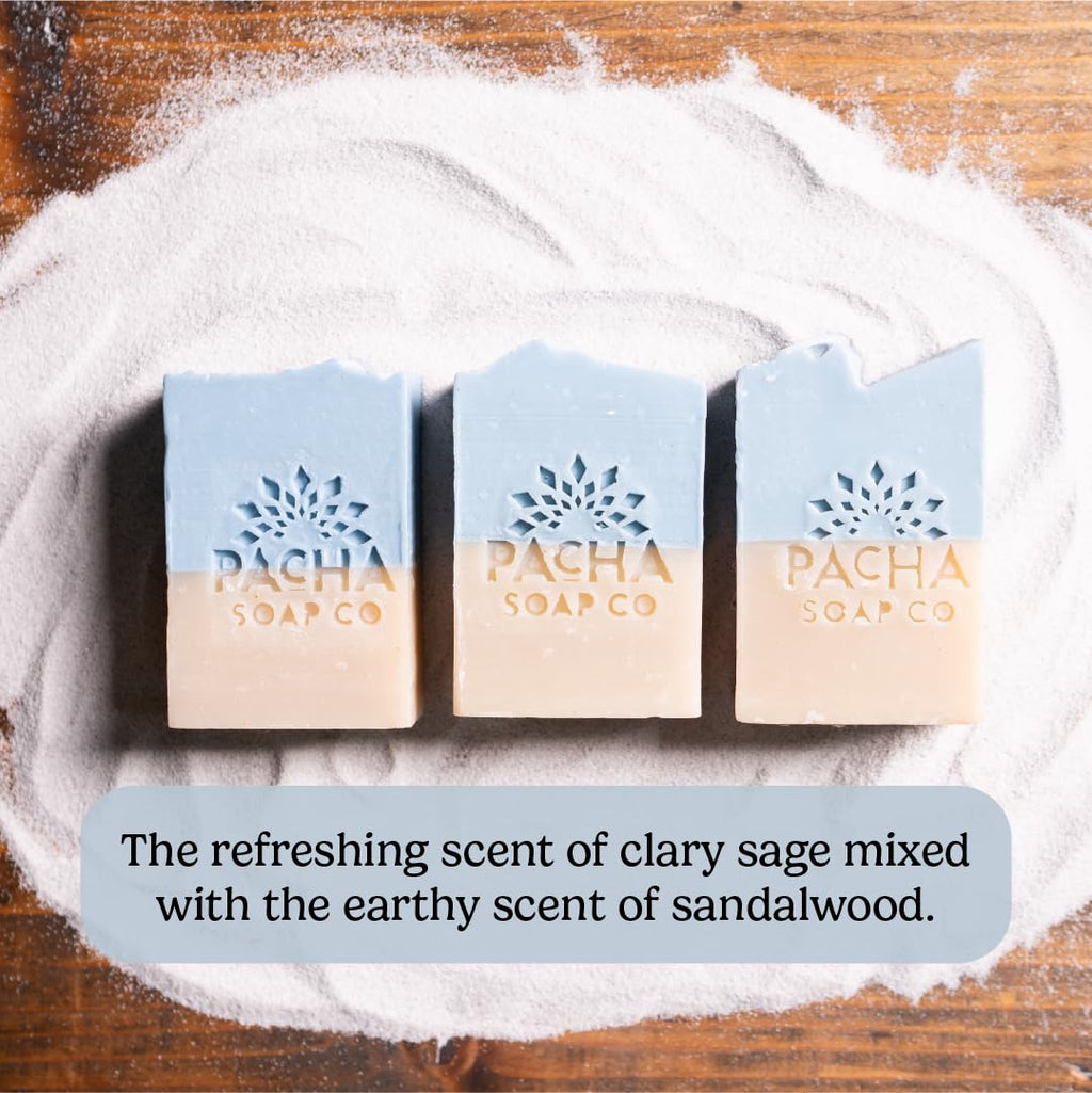 Pacha Soap Co. Sand and Sea Bar Soap — Exfoliating Sea Salt, Volcanic Ash & Pumice (5-Pack, 4 oz Each) | Handcrafted in USA