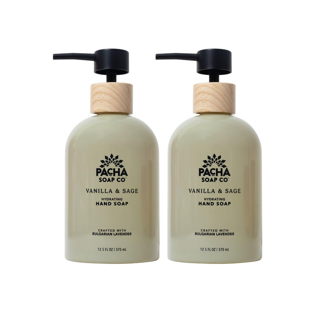 Pacha Soap Co. Liquid Hand Soap – Vanilla & Sage (2-Pack, 12.5 fl oz each) | Hydrating & Clean Ingredients | Made in USA