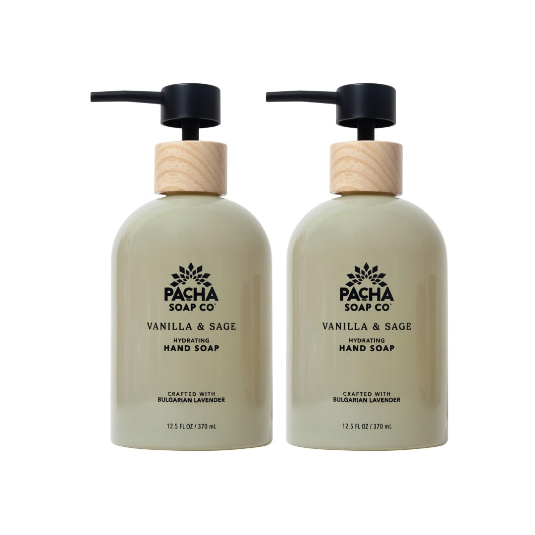 Pacha Soap Co. Liquid Hand Soap – Vanilla & Sage (2-Pack, 12.5 fl oz each) | Hydrating & Clean Ingredients | Made in USA