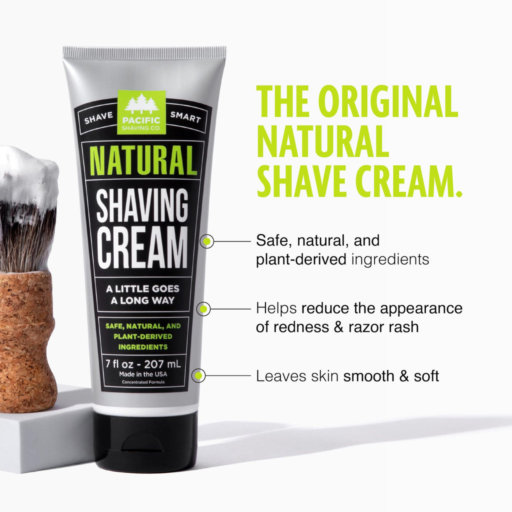Pacific Shaving Company Natural Shaving Cream – Shea Butter + Vitamin E for Hydrated Sensitive Skin (7 oz, 3 Pack)
