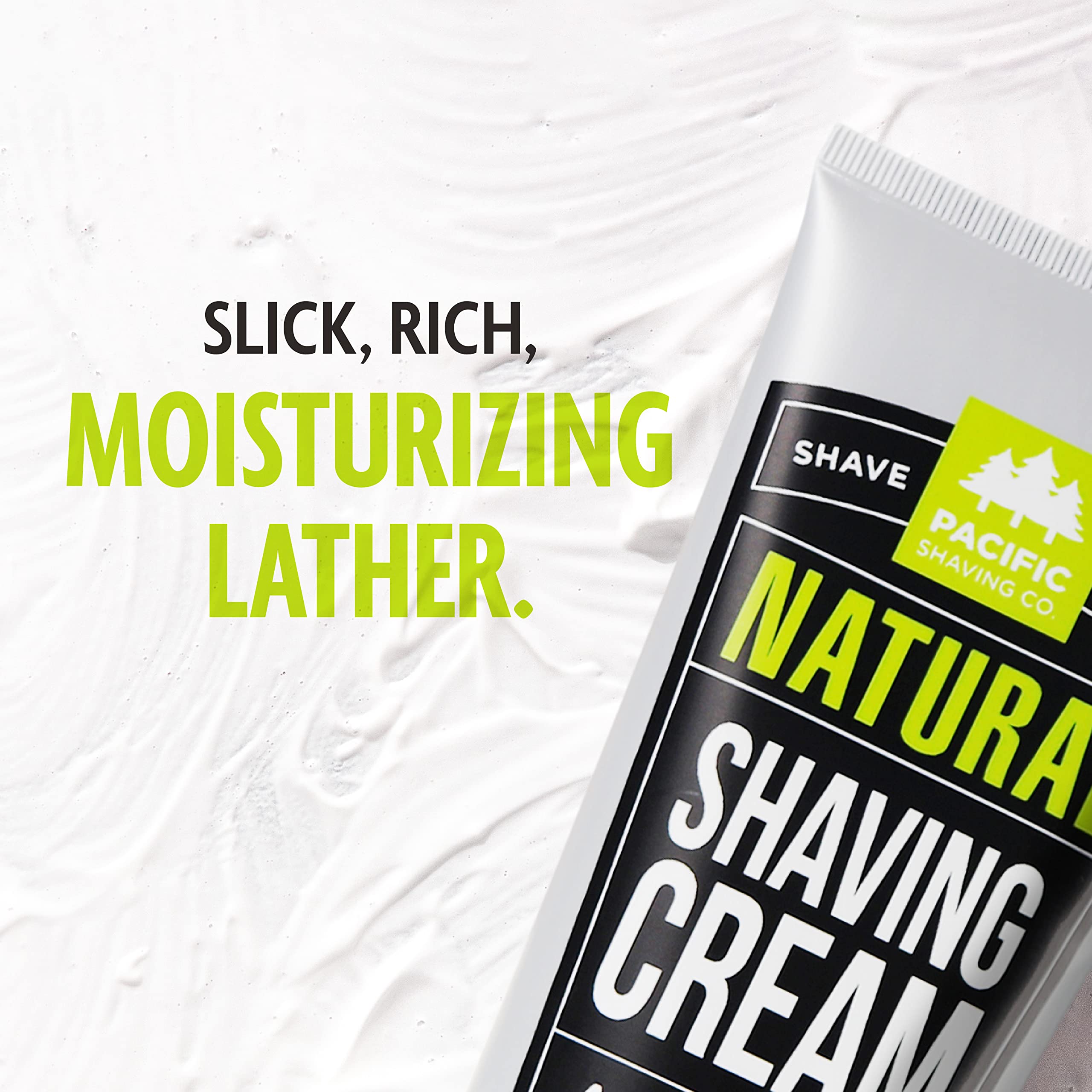Pacific Shaving Company Natural Shaving Cream – Shea Butter + Vitamin E for Hydrated Sensitive Skin (7 oz, 3 Pack)