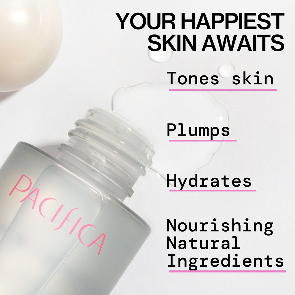 Pacifica Happy Water Hydrating Facial Toner – Vegan Ceramides, Hyaluronic Acid & Electrolytes | Clean Beauty for All Skin Types, 4 oz