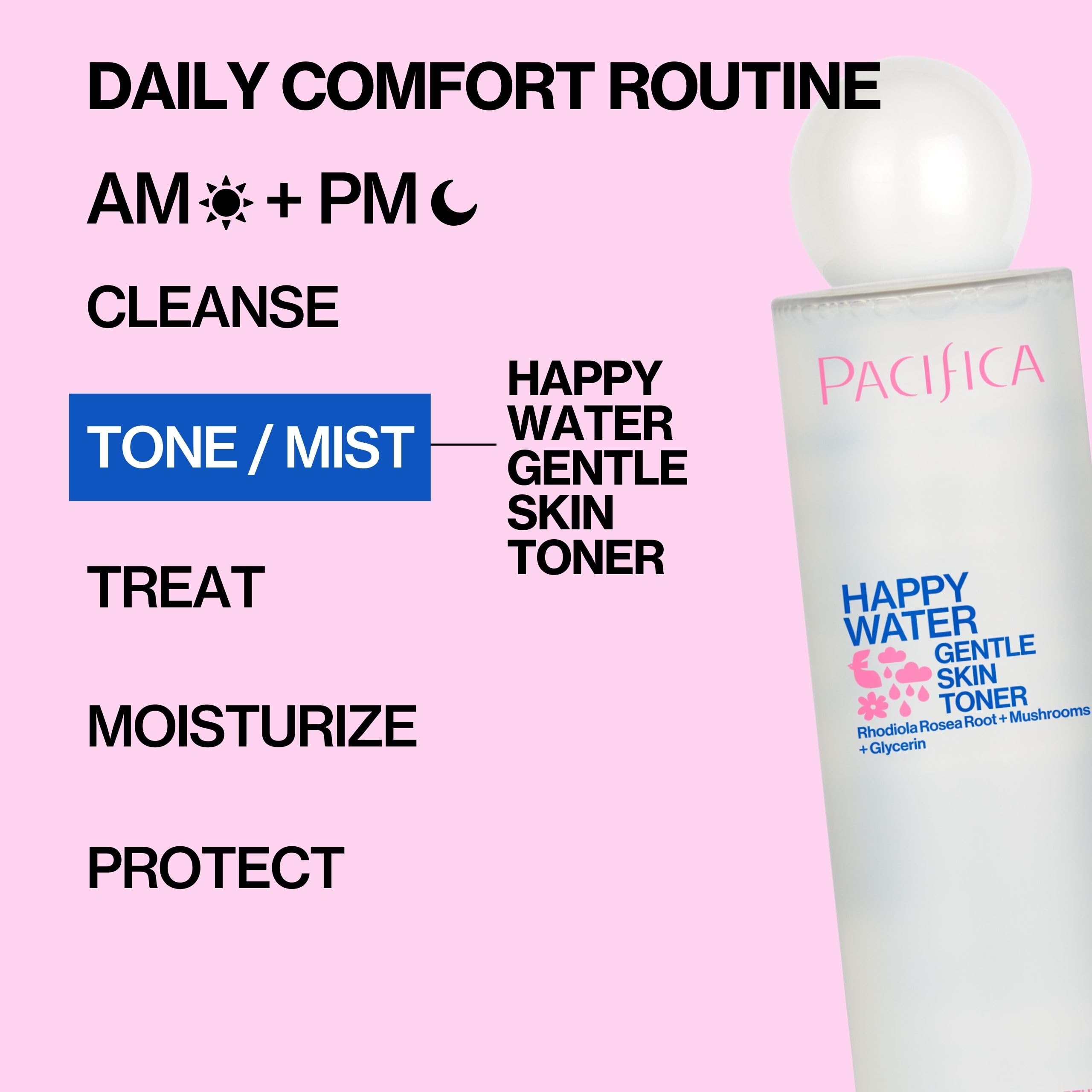 Pacifica Happy Water Hydrating Facial Toner – Vegan Ceramides, Hyaluronic Acid & Electrolytes | Clean Beauty for All Skin Types, 4 oz