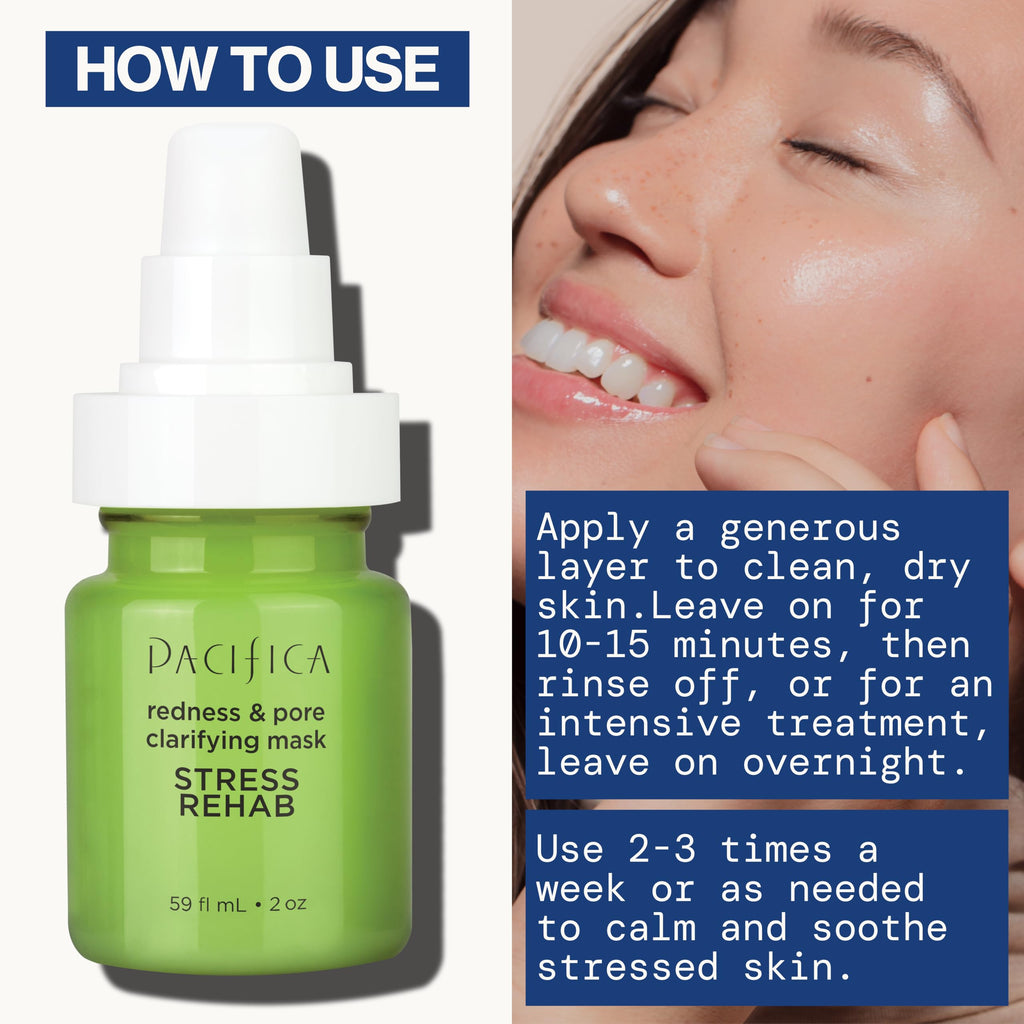 Pacifica Stress Rehab Redness & Pore Clarifying Mask – Niacinamide, Caffeine, Matcha | Vegan & Cruelty-Free