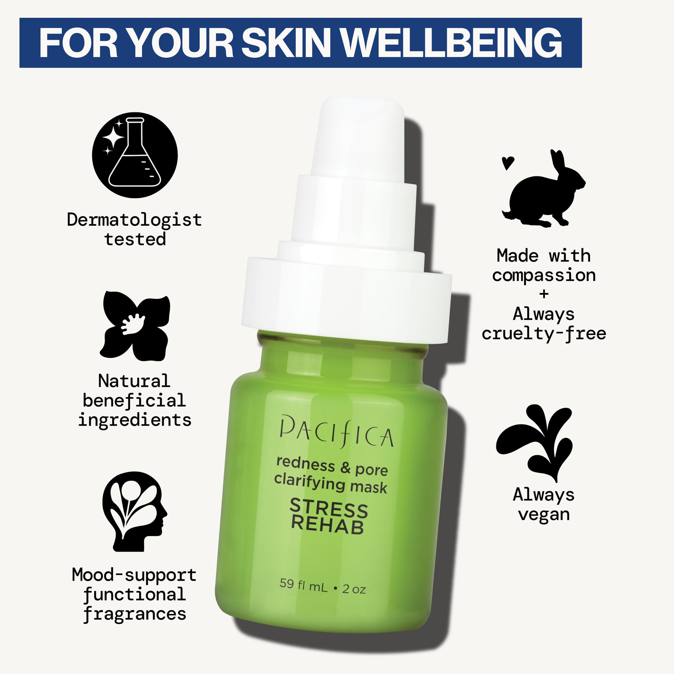 Pacifica Stress Rehab Redness & Pore Clarifying Mask – Niacinamide, Caffeine, Matcha | Vegan & Cruelty-Free