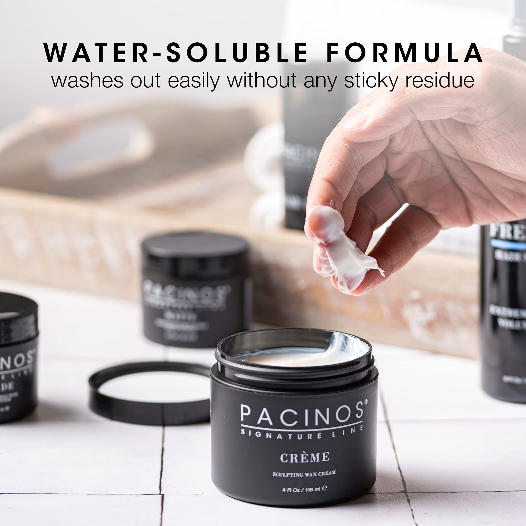 Pacinos Creme Hair Sculpting Wax Cream – Water-Soluble, Medium Shine Hold