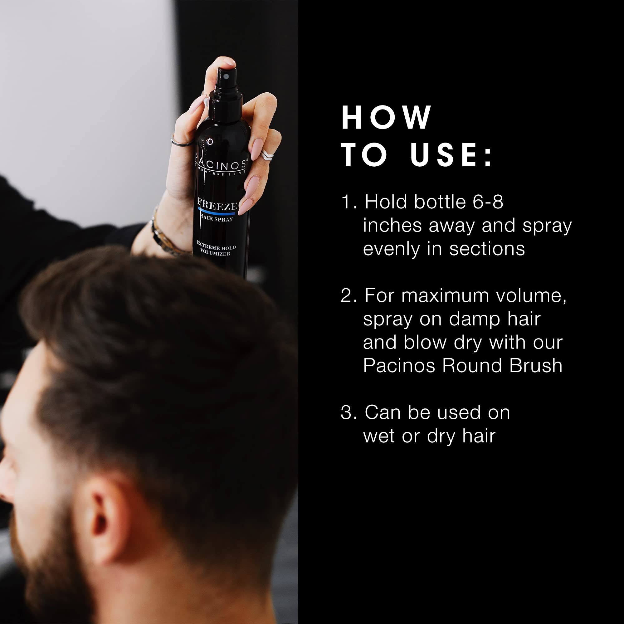 Pacinos Freeze Hair Spray - Extra Hold Texture Spray for All Hair Types | Maximum Volume