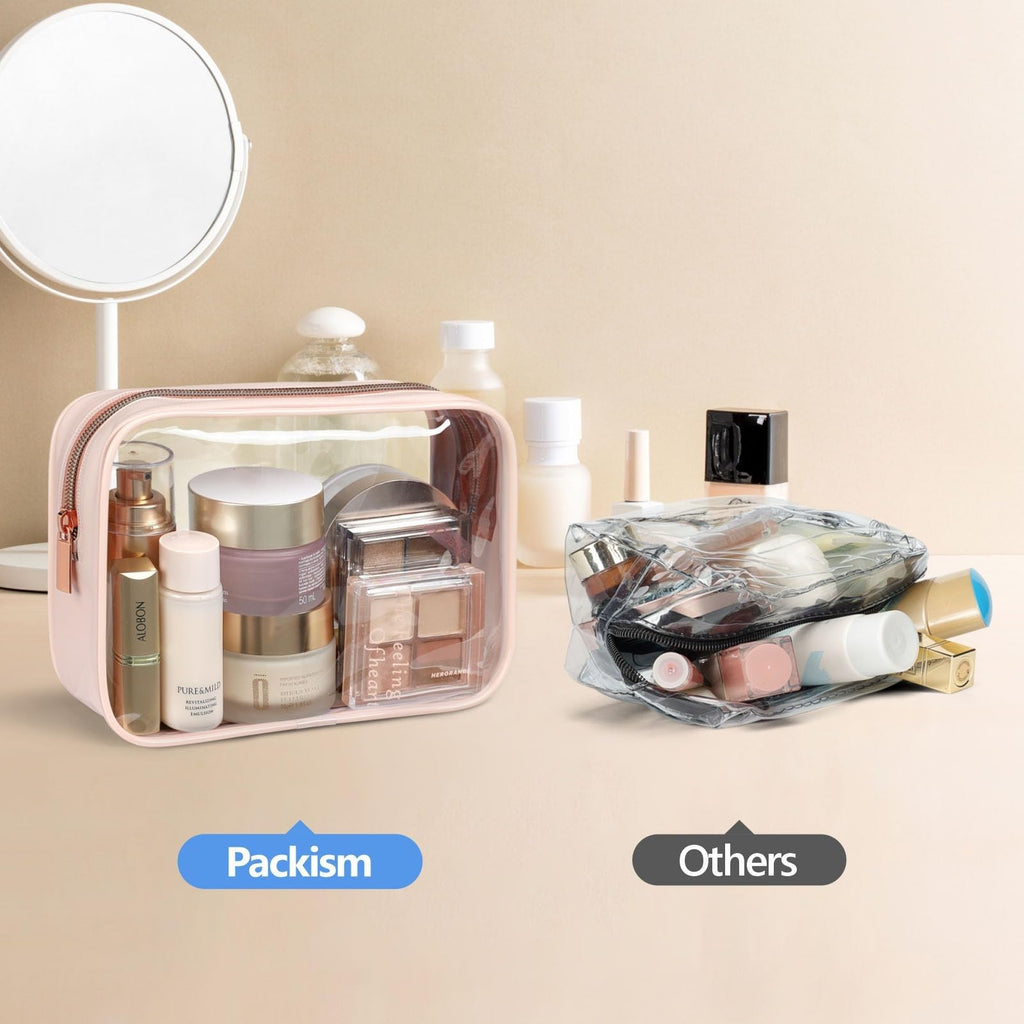 PACKISM TSA Approved Toiletry Bag 4 Medium – Clear Quart-Size Travel Bag for Carry-On (Nude Pink)