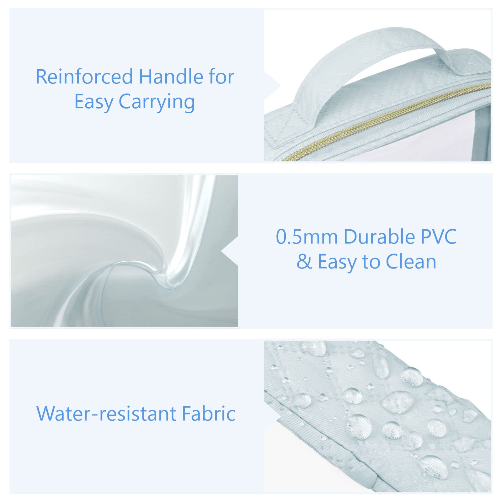 PACKISM TSA-Approved Toiletry Bag Set — 3 Medium Clear Quart-Size Bags, 3-1-1 Compliant, Water-Resistant PVC