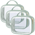 PACKISM TSA Approved Toiletry Bag — 3 Medium Clear Bags, 3-1-1 Compliant, with Handle (Laurel Green)