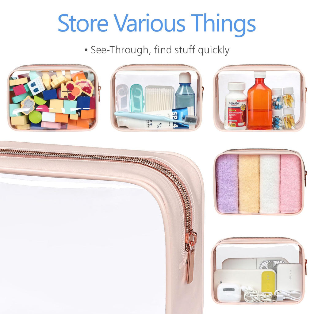 PACKISM TSA Approved Toiletry Bag 4 Medium – Clear Quart-Size Travel Bag for Carry-On (Nude Pink)