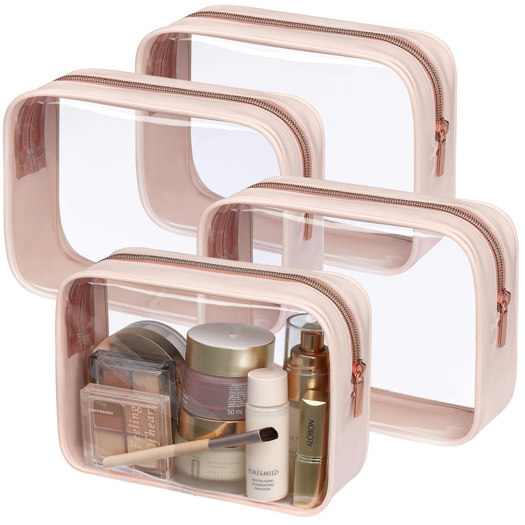 PACKISM TSA Approved Toiletry Bag 4 Medium – Clear Quart-Size Travel Bag for Carry-On (Nude Pink)