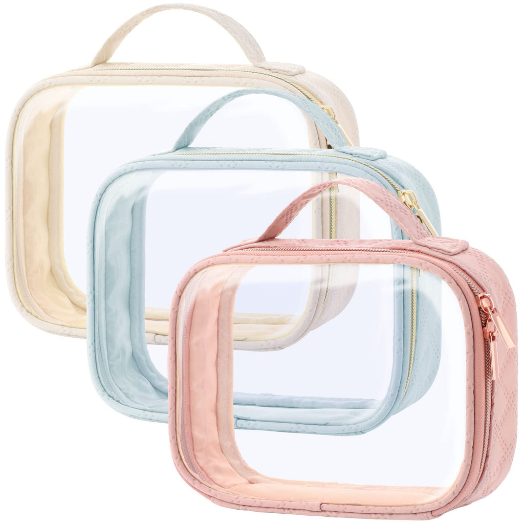 PACKISM TSA-Approved Toiletry Bag Set — 3 Medium Clear Quart-Size Bags, 3-1-1 Compliant, Water-Resistant PVC