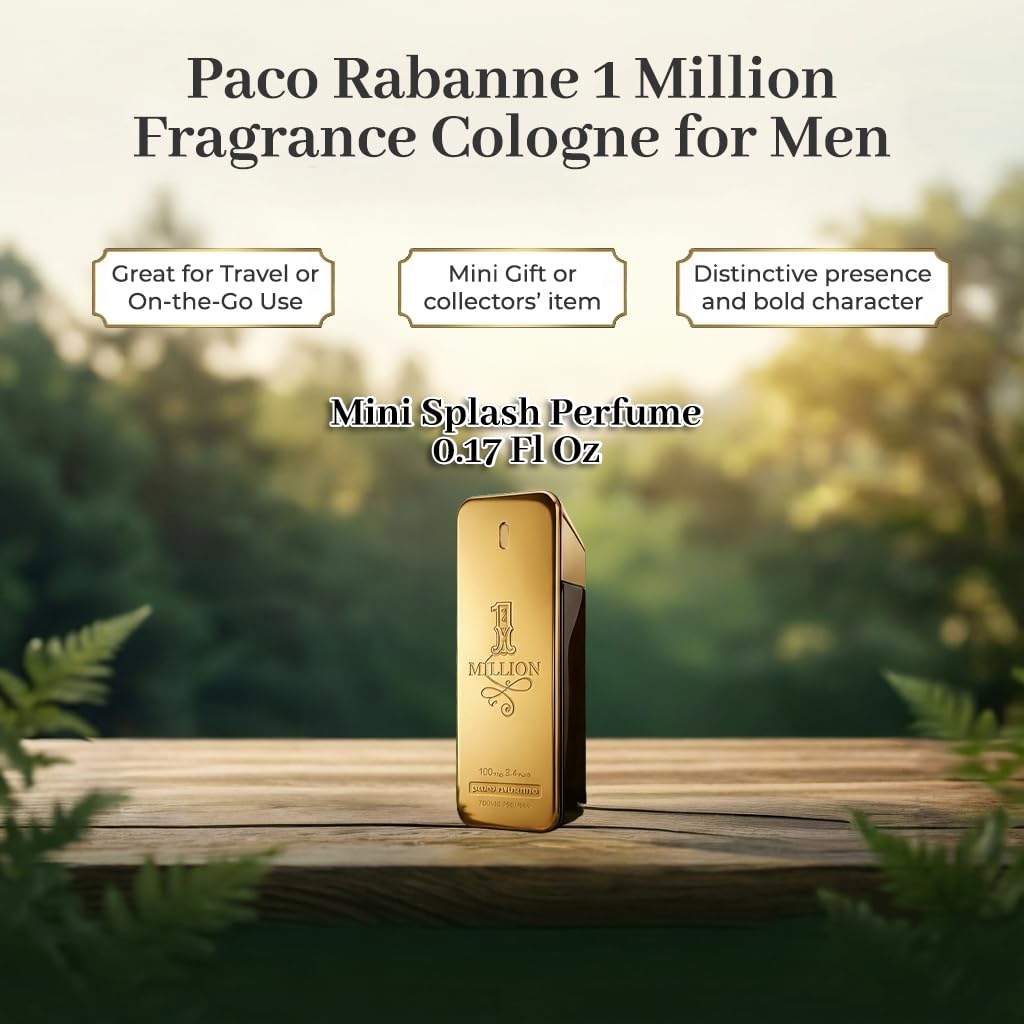 Paco Rabanne 1 Million Mini EDT Splash – 0.17 Fl Oz Travel-Size for Men