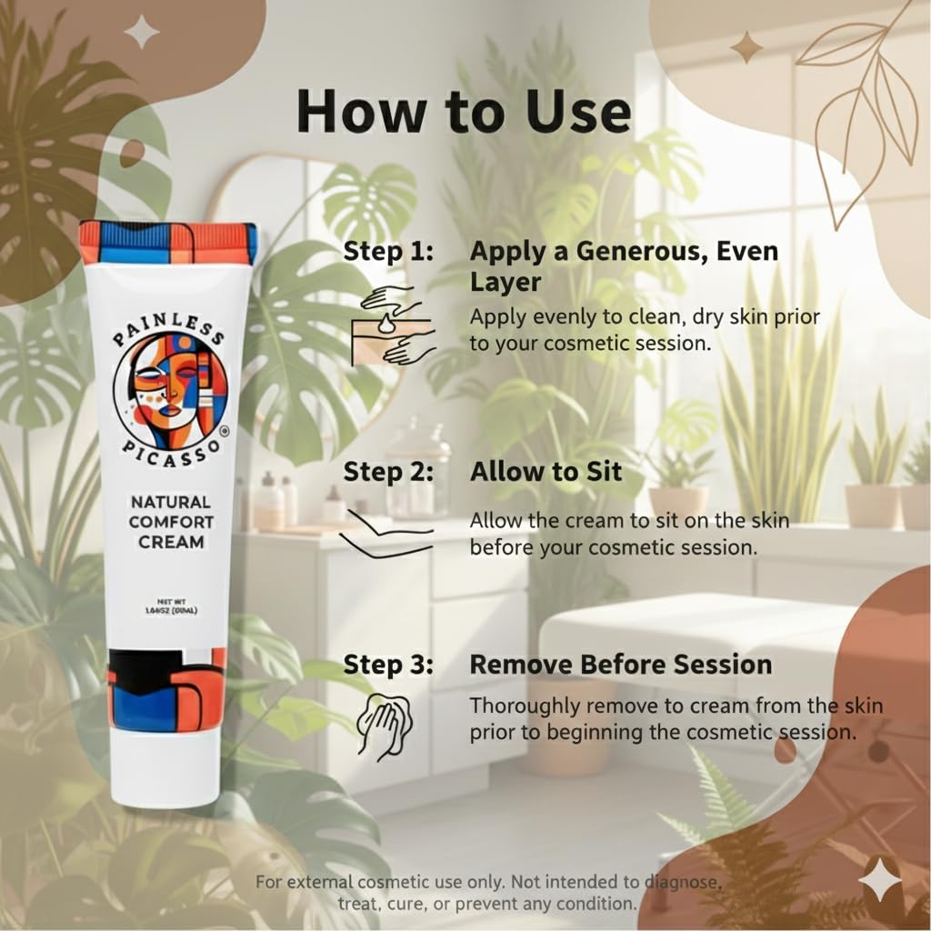 Painless Picasso Plant-Based Skin Prep Cream – Cosmetic Skin Prep & Skin Conditioning, 1.69 oz