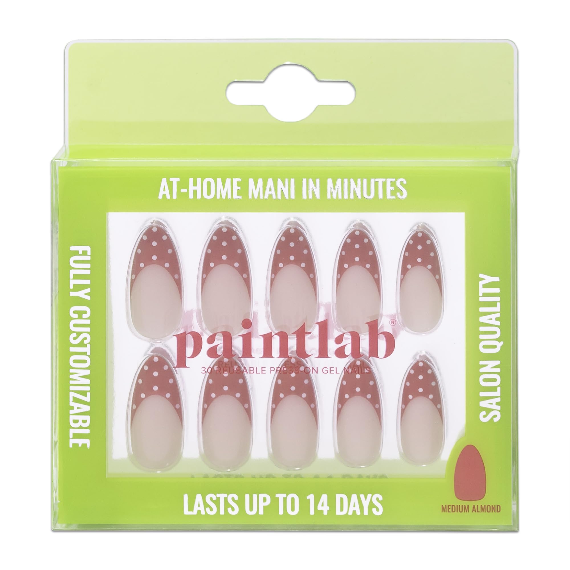 PaintLab Press-On Nails Kit - Red Polka Dot, 30-Piece, Quick-Apply & Long-Lasting with Glue & Tools