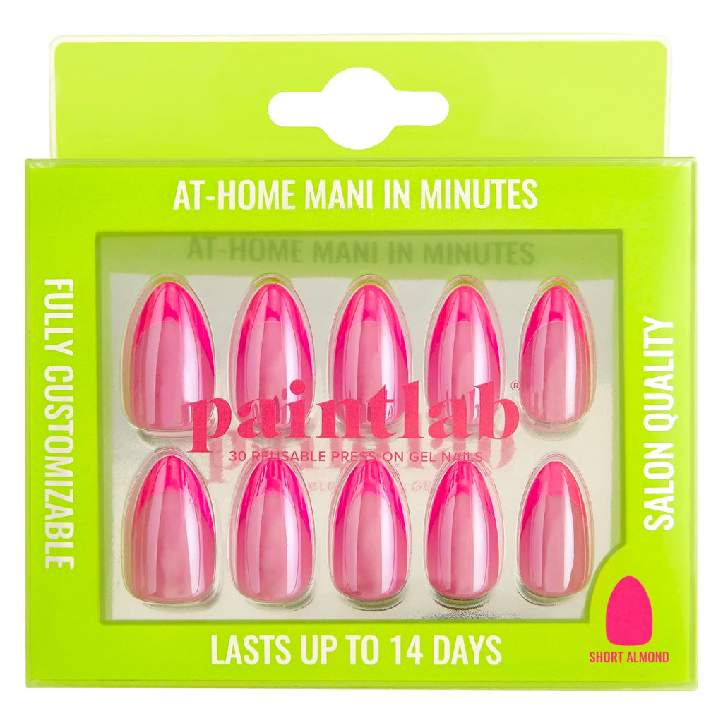 PaintLab Press-On Nails Kit Pink Flamingo – 30-Piece with Glue, File & Tools