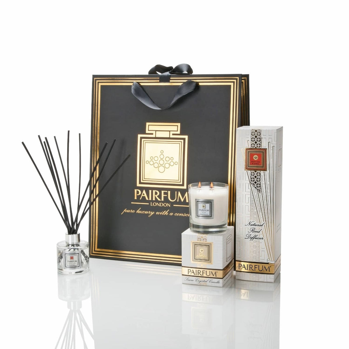 Pairfum London Luxury Reed Diffuser ‘eau de parfum’ 100 ml White Lavender - 10 Black Reeds