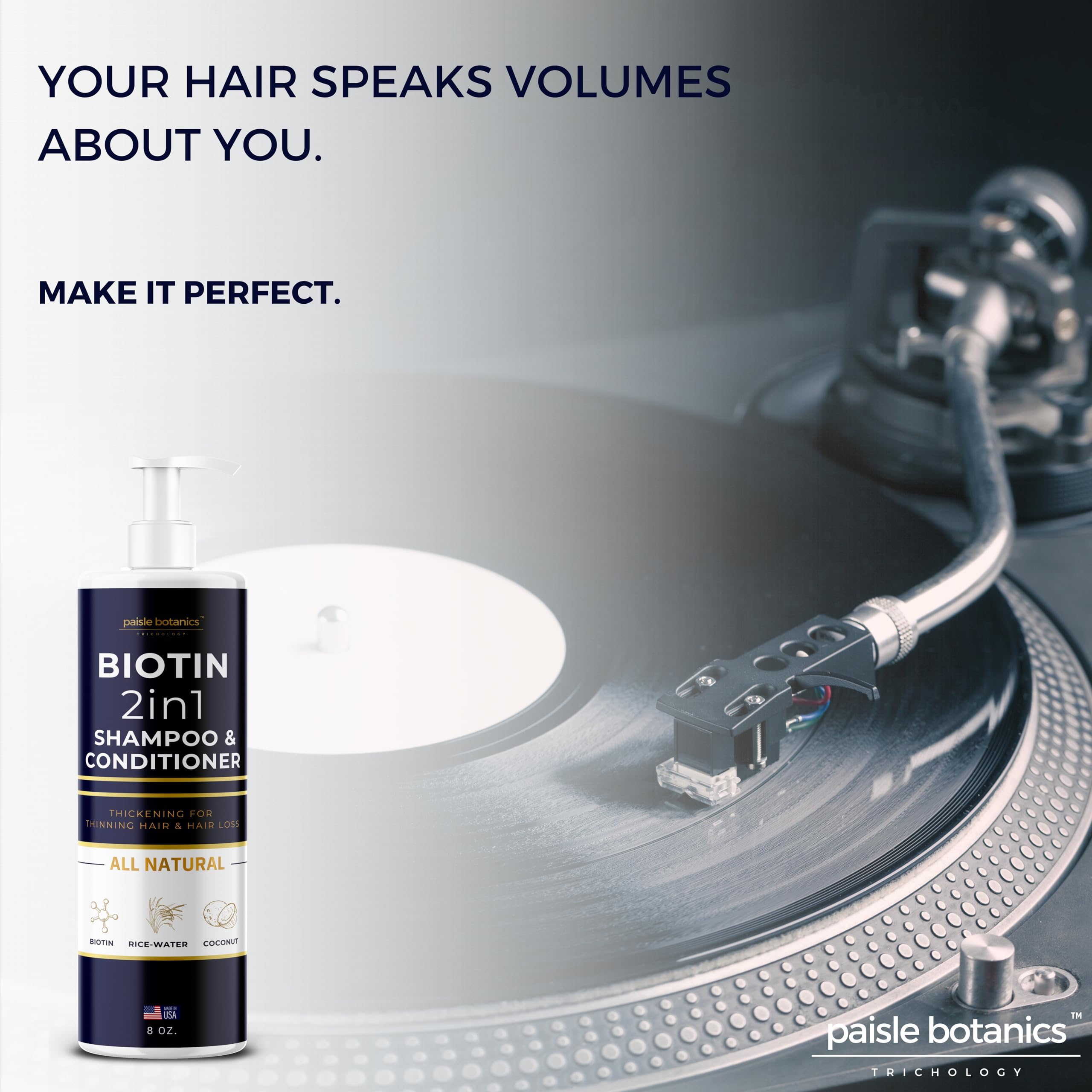 Paisle Botanics Biotin 2-in-1 Shampoo & Conditioner | Hair Thickening