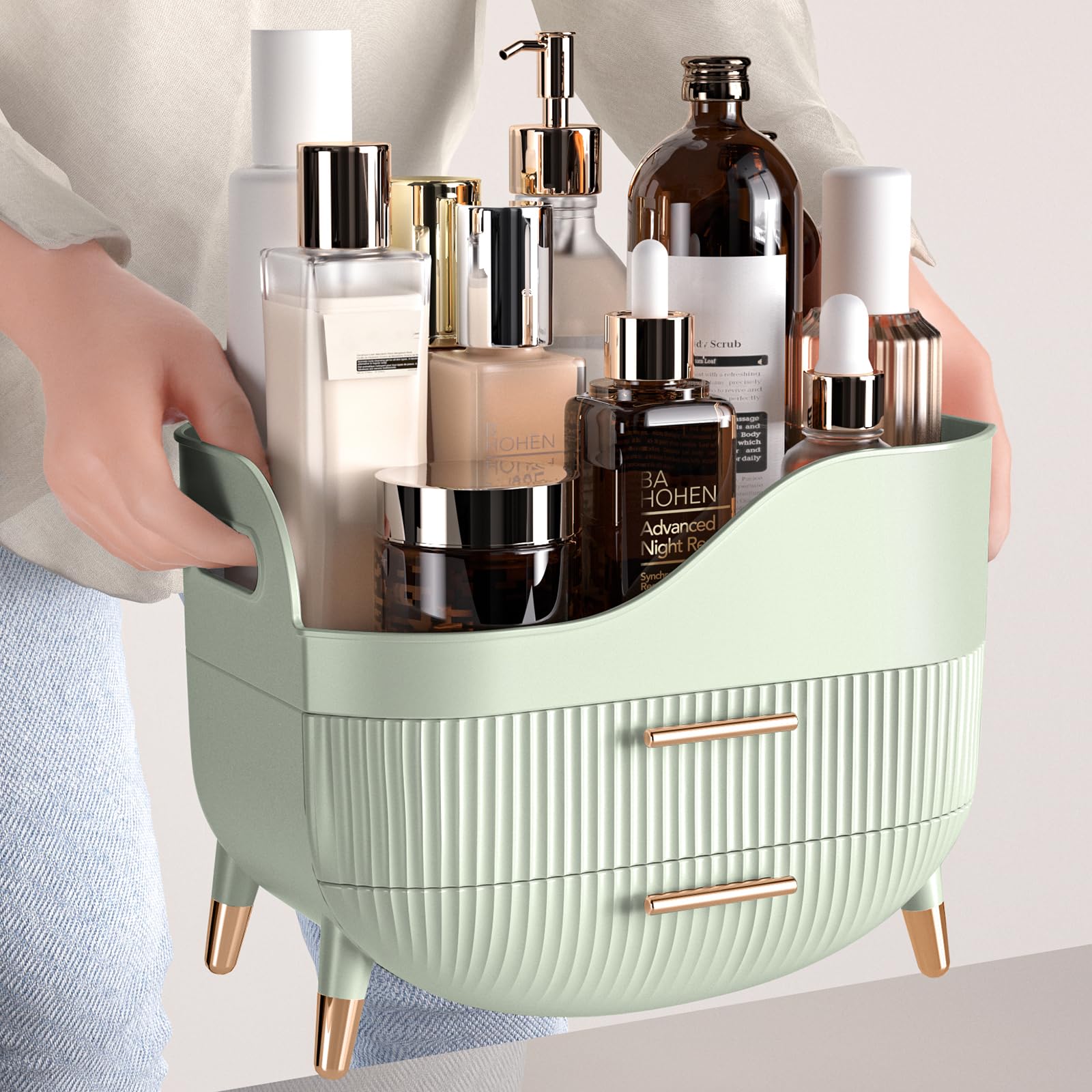 Pajiriona Makeup Organizer with Drawers – Large Vanity Storage for Cosmetics & Skincare