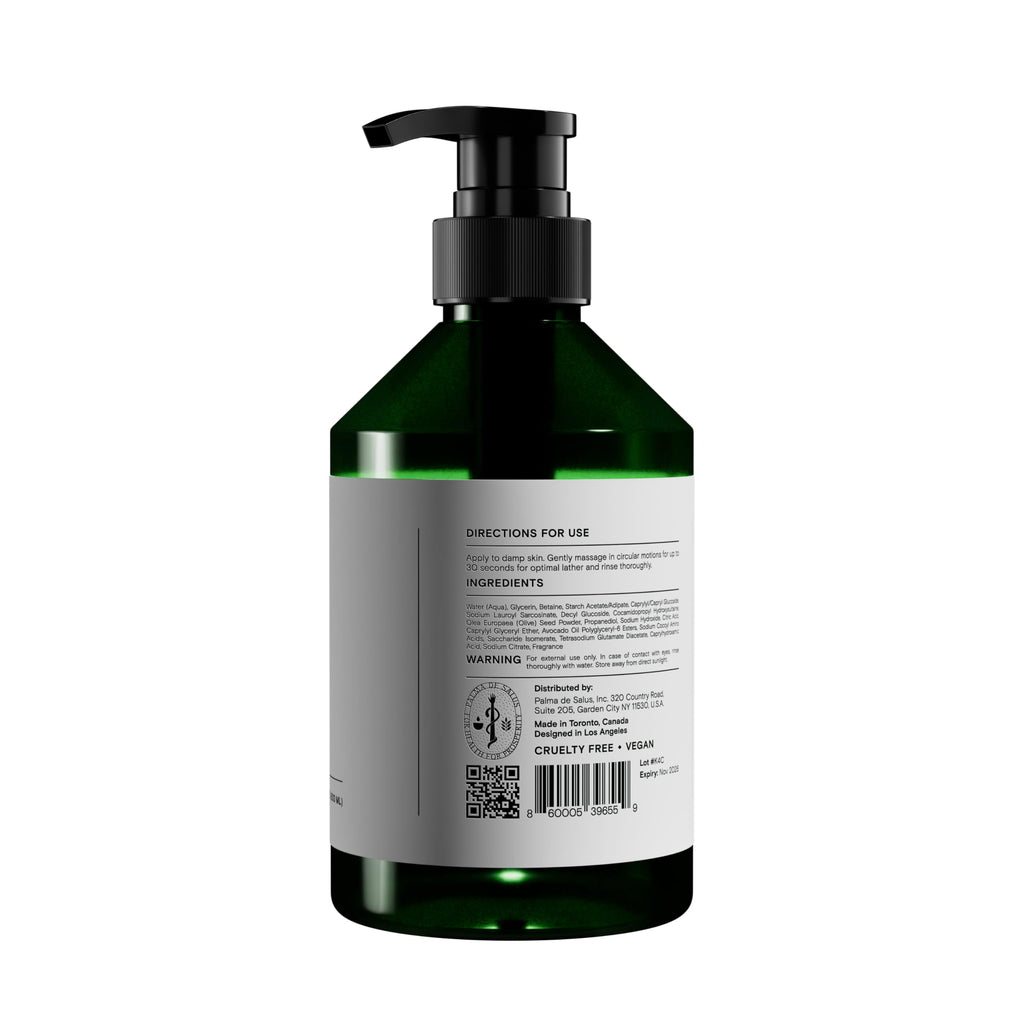 Palma de Salus Exfoliating Hand & Body Wash – Organic Bergamot Neroli, Avocado Oil Hydration | 17 fl oz