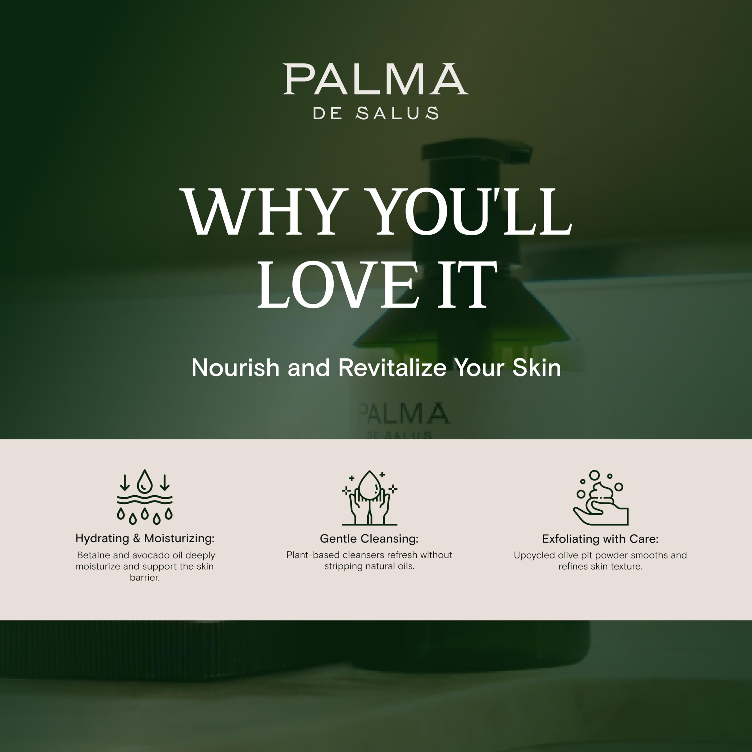 Palma de Salus Exfoliating Hand & Body Wash – Organic Bergamot Neroli, Avocado Oil Hydration | 17 fl oz