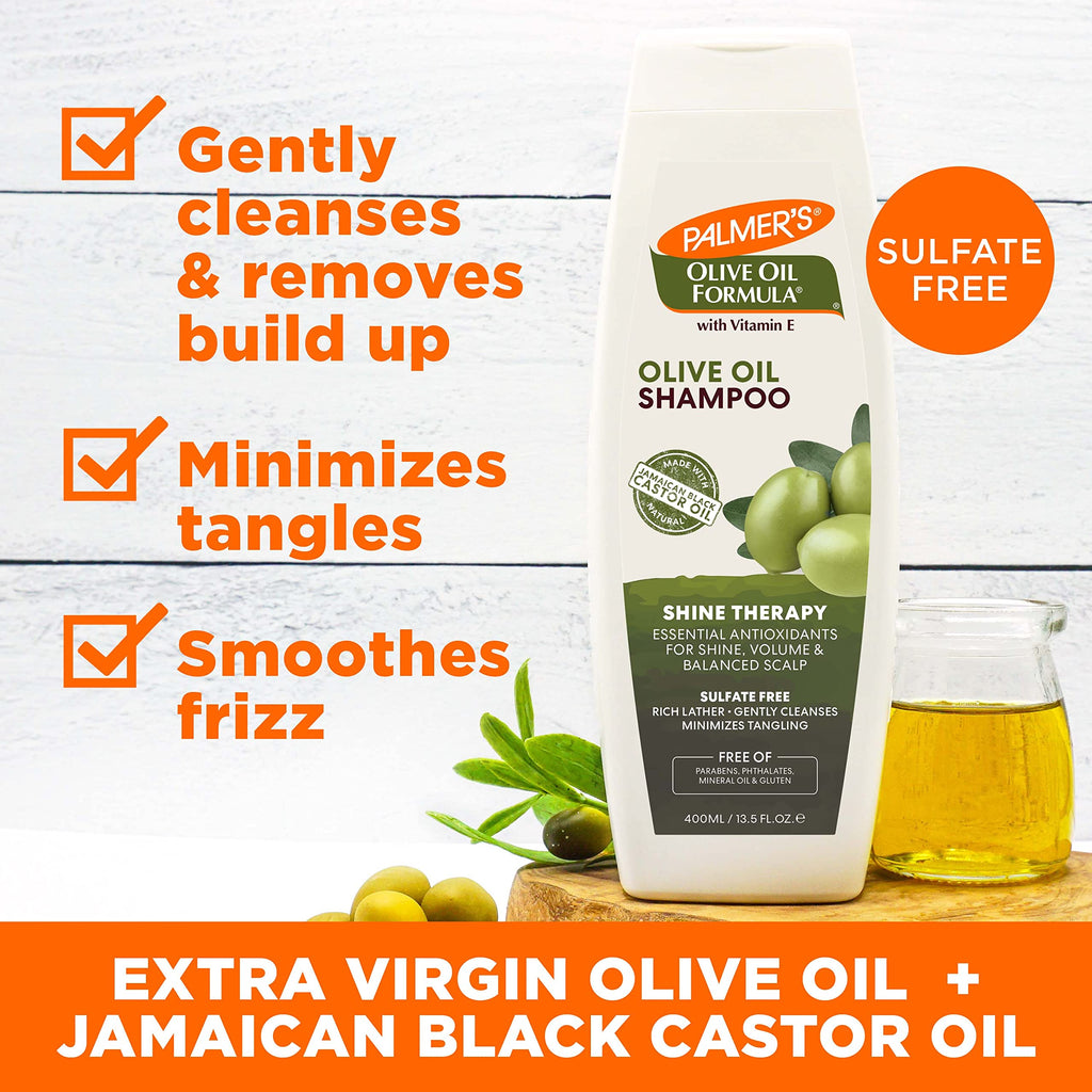 Palmer's Olive Oil Formula Shine Therapy Shampoo – 2 x 13.5 oz | Sulfate-Free, Frizz Control & Shine