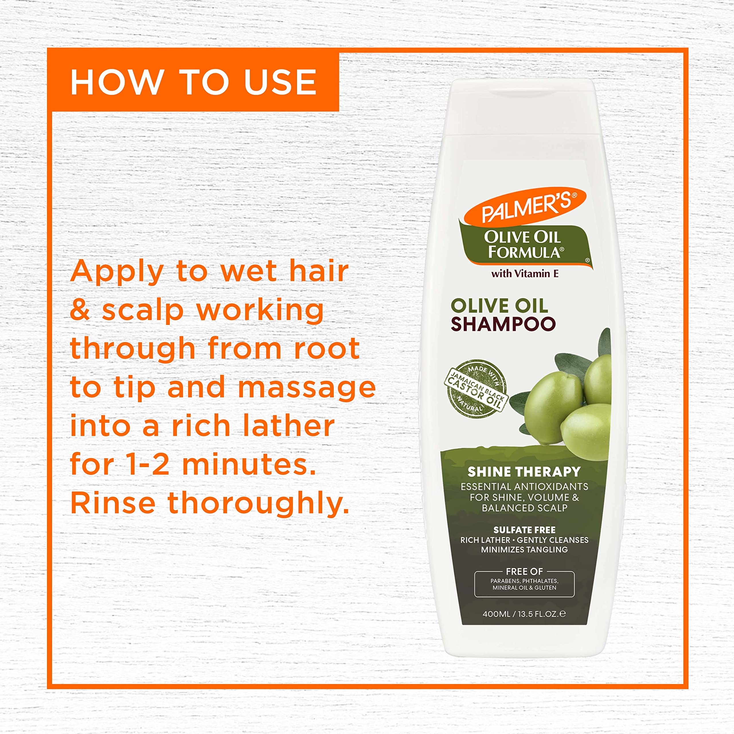 Palmer's Olive Oil Formula Shine Therapy Shampoo – 2 x 13.5 oz | Sulfate-Free, Frizz Control & Shine
