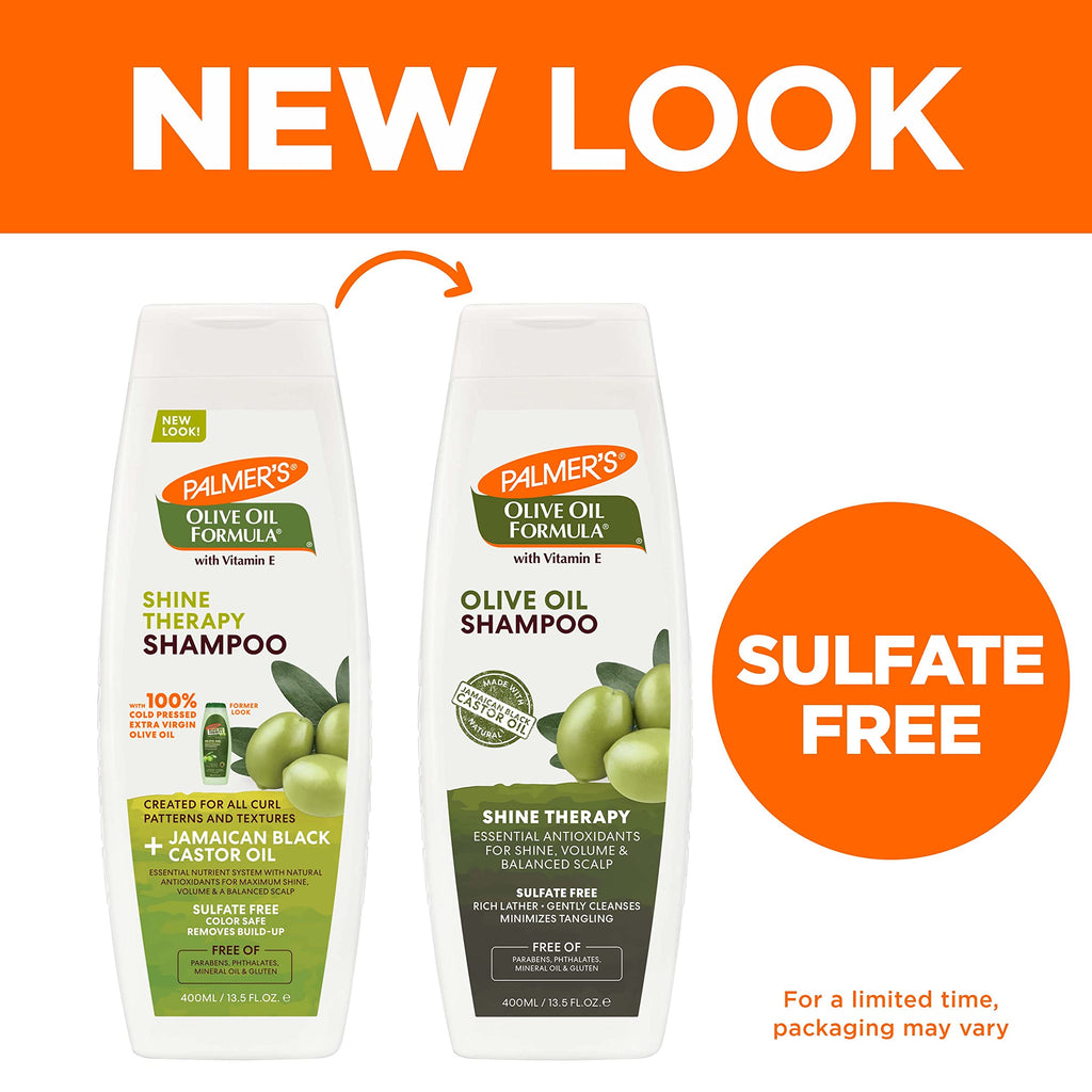 Palmer's Olive Oil Formula Shine Therapy Shampoo – 2 x 13.5 oz | Sulfate-Free, Frizz Control & Shine