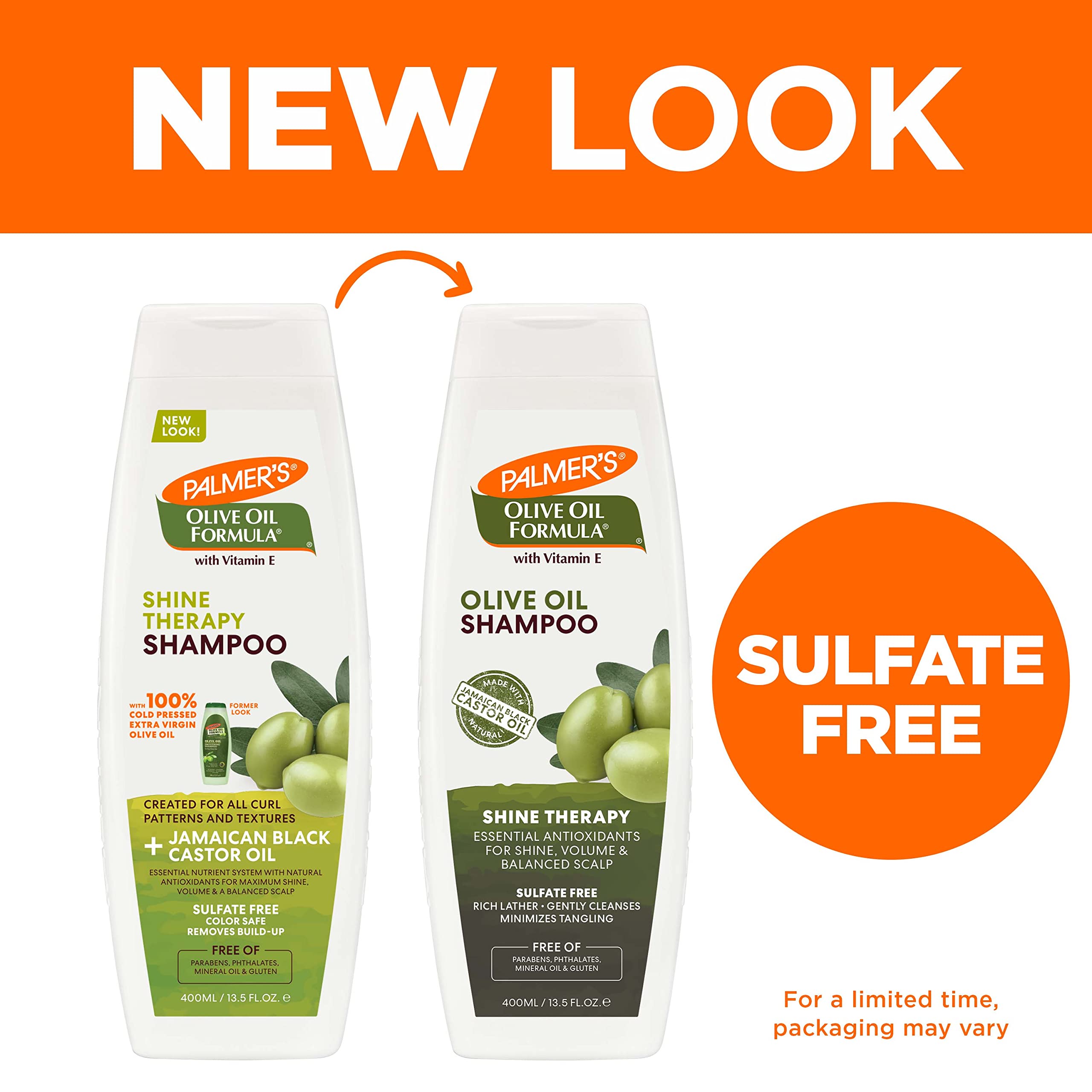 Palmer's Olive Oil Formula Shine Therapy Shampoo – 2 x 13.5 oz | Sulfate-Free, Frizz Control & Shine