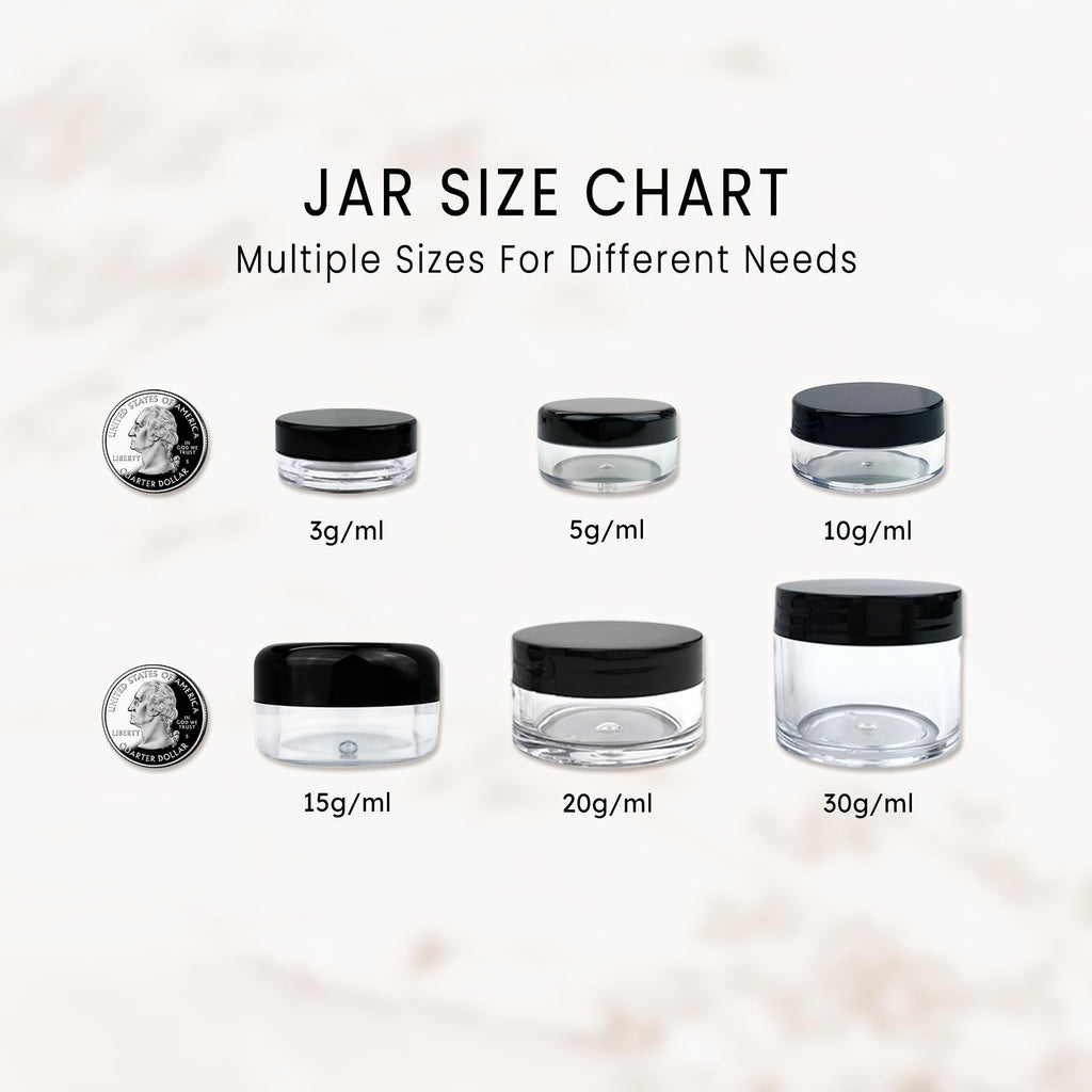 PANA Beauticom 5G/5ML Round Jars – Clear with White Lids, 200-Pack