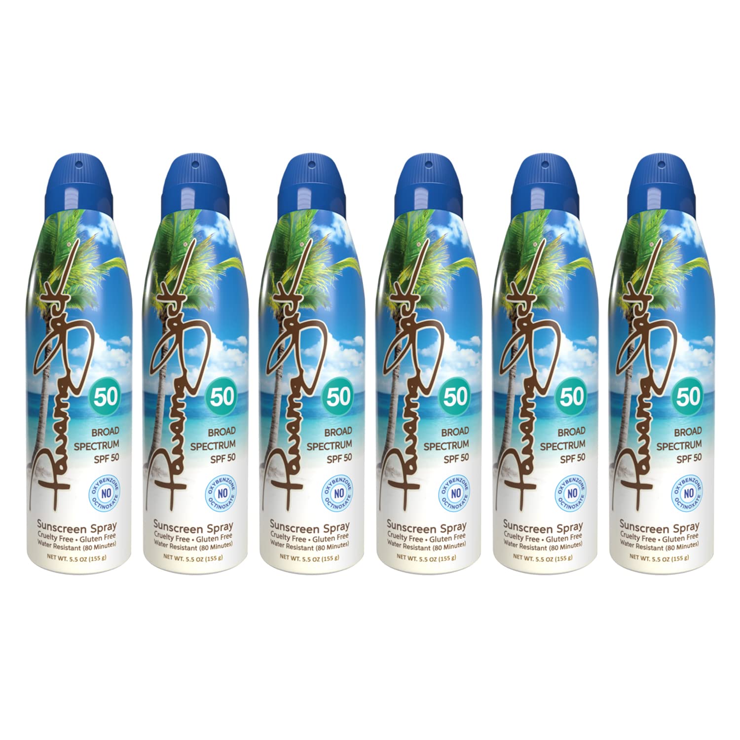 Panama Jack Continuous Spray Sunscreen SPF 50 – Broad Spectrum UVA/UVB, Water Resistant 80 Minutes, Paraben Gluten PABA Free, Cruelty Free, 5.5 oz (Pack of 6)