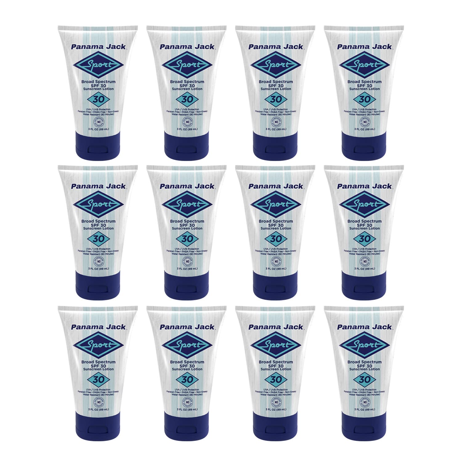 Panama Jack Sport Sunscreen Lotion SPF 30 – Broad Spectrum, Non-Greasy, Reef Friendly (3 fl oz x12)
