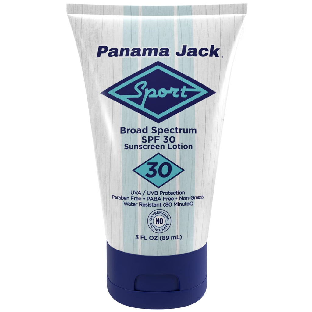 Panama Jack Sport Sunscreen Lotion SPF 30 – Broad Spectrum, Non-Greasy, Reef Friendly (3 fl oz x12)