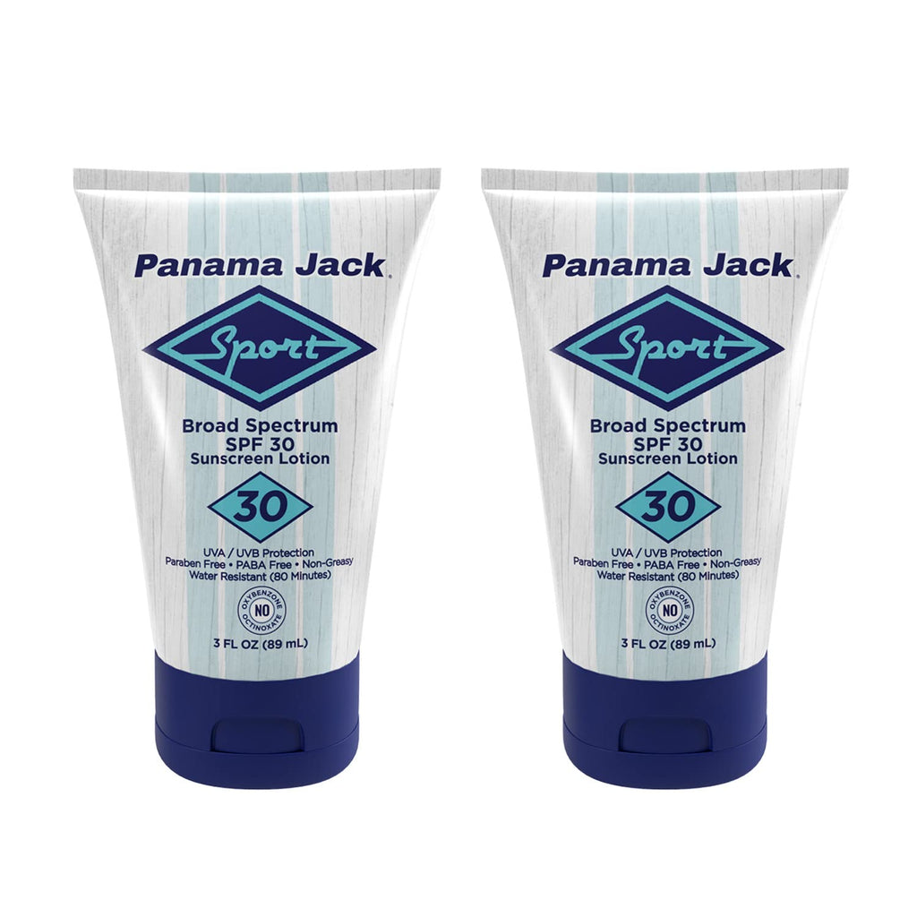 Panama Jack Sport Sunscreen Lotion SPF 30 – Broad Spectrum, Non-Greasy, Reef Friendly (3 fl oz x12)