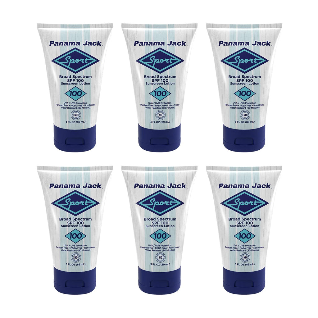 Panama Jack Sport Sunscreen Lotion SPF 100 - Non-Greasy, Water-Resistant, Cruelty-Free, 3 oz (Pack of 12)