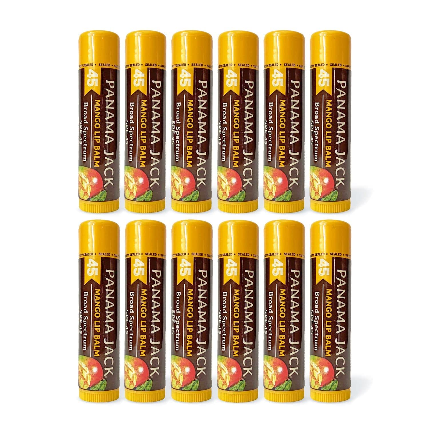 Panama Jack Sunscreen Lip Balm SPF 45 – Mango, 12-Pack | Broad Spectrum UVA/UVB, Non-Waxy & Hydrating