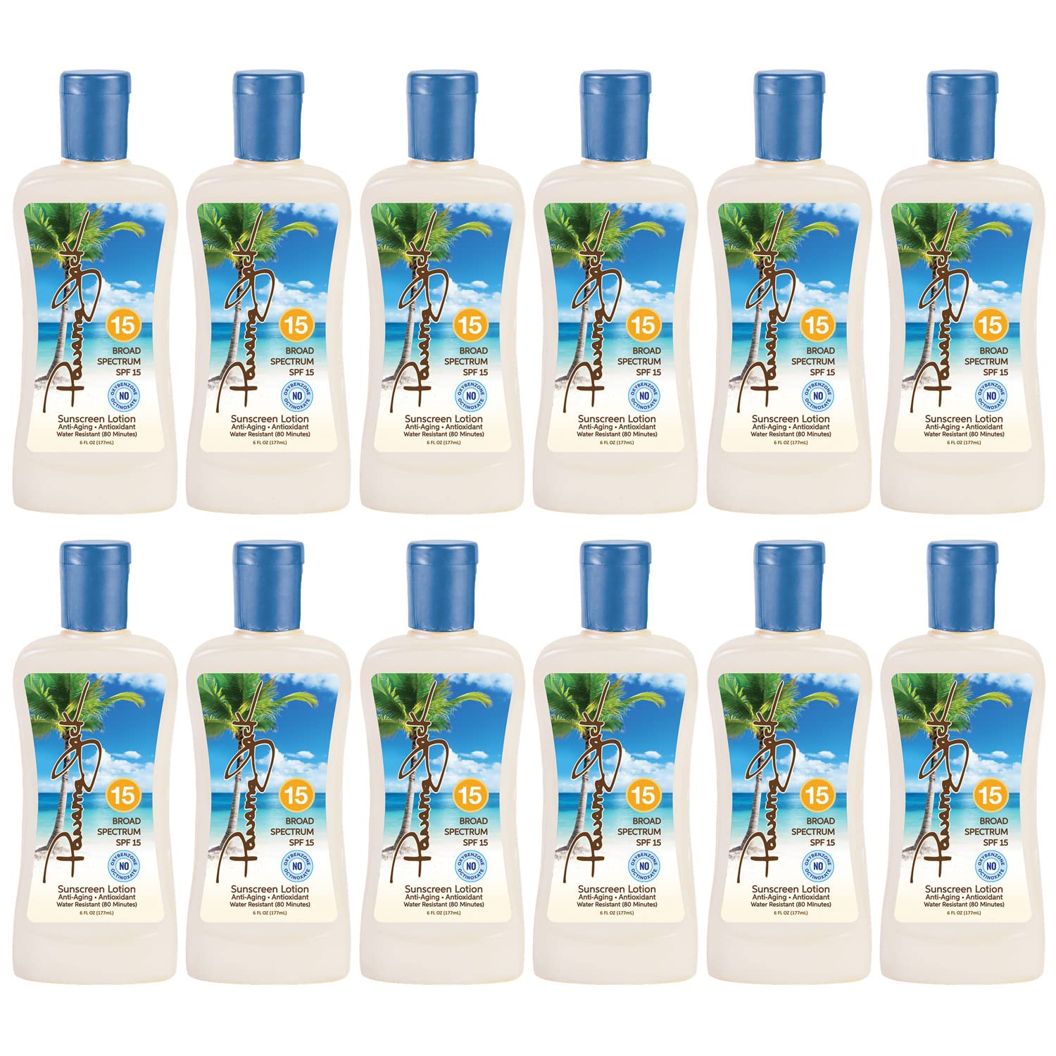 Panama Jack Sunscreen Suntan Lotion SPF 15 – Broad Spectrum UVA/UVB, Cruelty Free, 6 fl oz (Pack of 12)