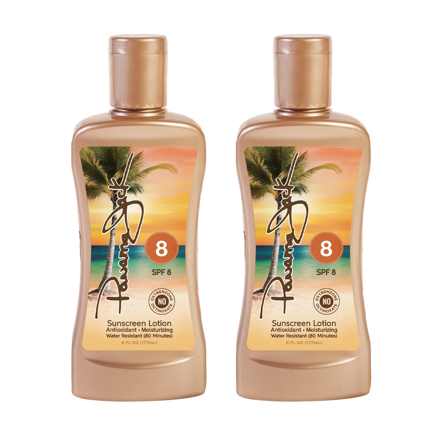 Panama Jack Sunscreen Tanning Lotion SPF 8 – 6 oz Bottles, Pack of 6, Cruelty-Free & Reef-Friendly