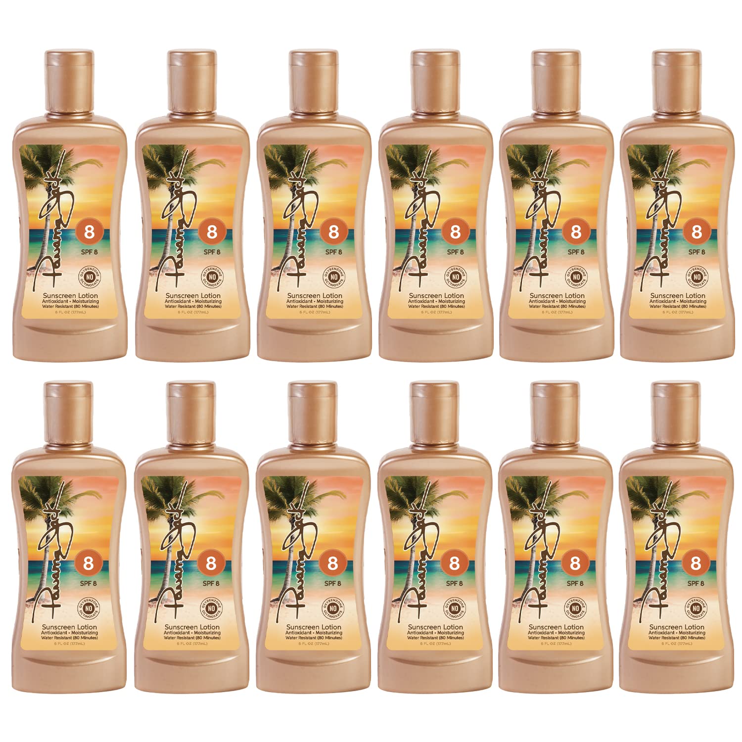 Panama Jack Sunscreen Tanning Lotion SPF 8 – 6 oz Bottles, Pack of 6, Cruelty-Free & Reef-Friendly