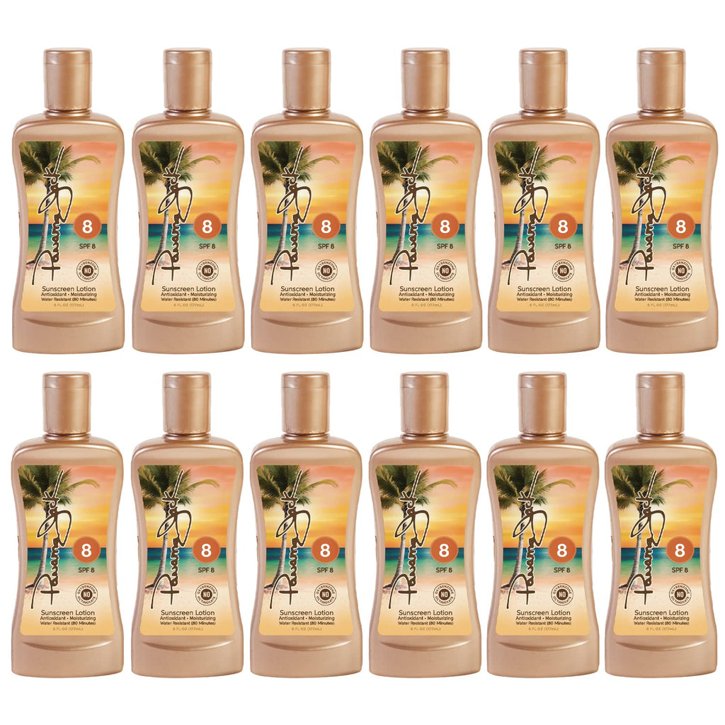 Panama Jack Sunscreen Tanning Lotion SPF 8 – Cruelty-Free, Reef-Friendly, 6 oz (Pack of 12)