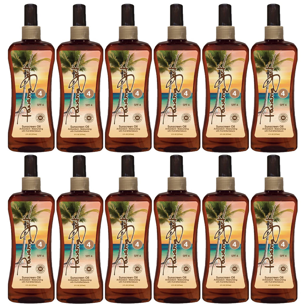 Panama Jack Sunscreen Tanning Oil SPF 4 – Cruelty Free, Exotic Oils & Fruit Extracts, 8 oz (Pack of 12)