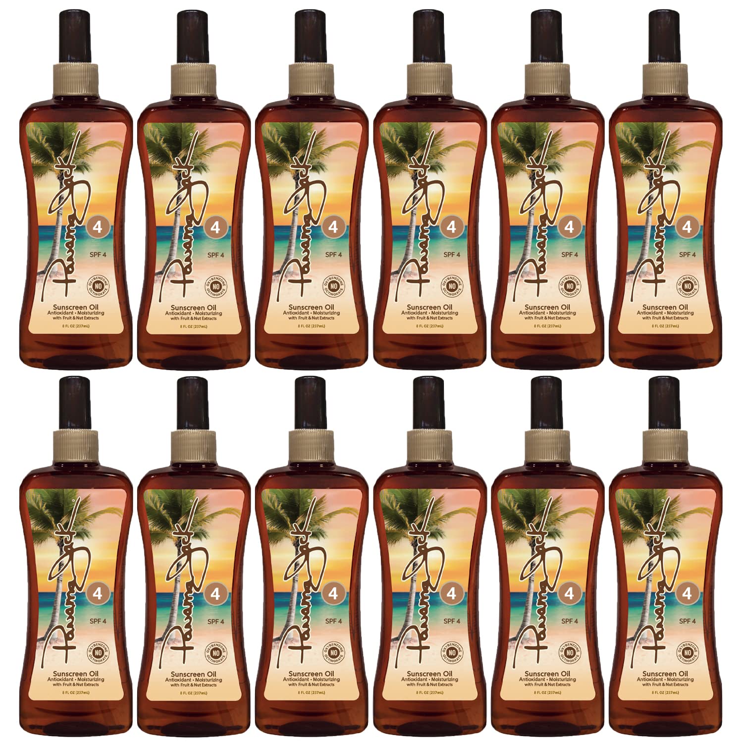 Panama Jack Sunscreen Tanning Oil SPF 4 – Cruelty Free, Exotic Oils & Fruit Extracts, 8 oz (Pack of 12)