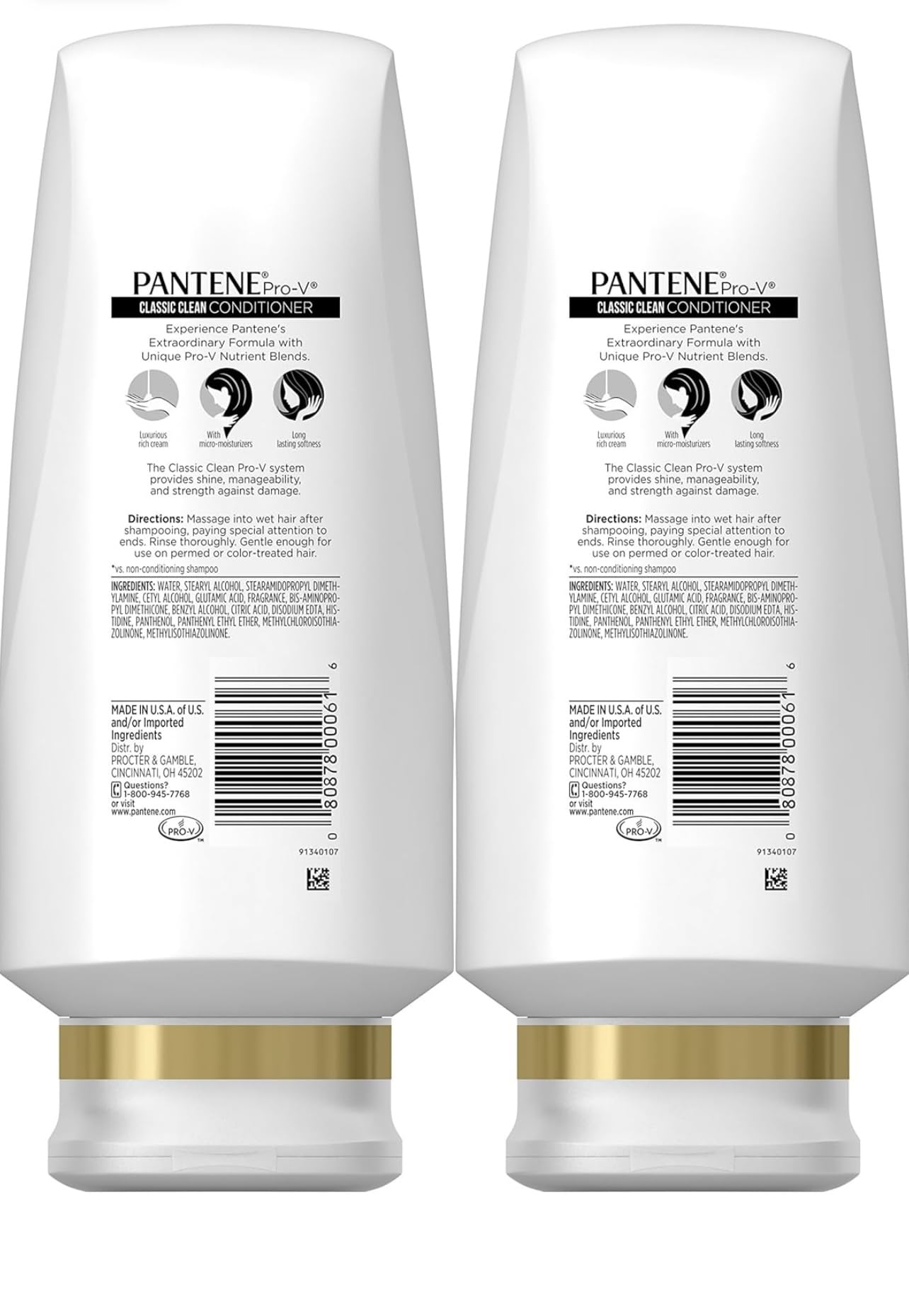 Pantene Classic Clean Conditioner Twin Pack – 2 x 24 oz Bottles | Pro-V Hydration