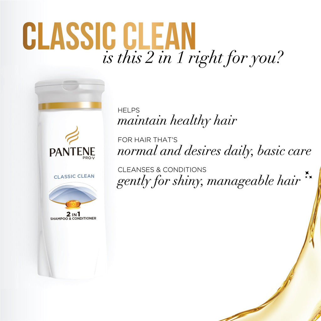 Pantene Pro-V Classic Clean Shampoo – 3 x 12.6 fl oz | Gentle Daily Clean for All Hair Types