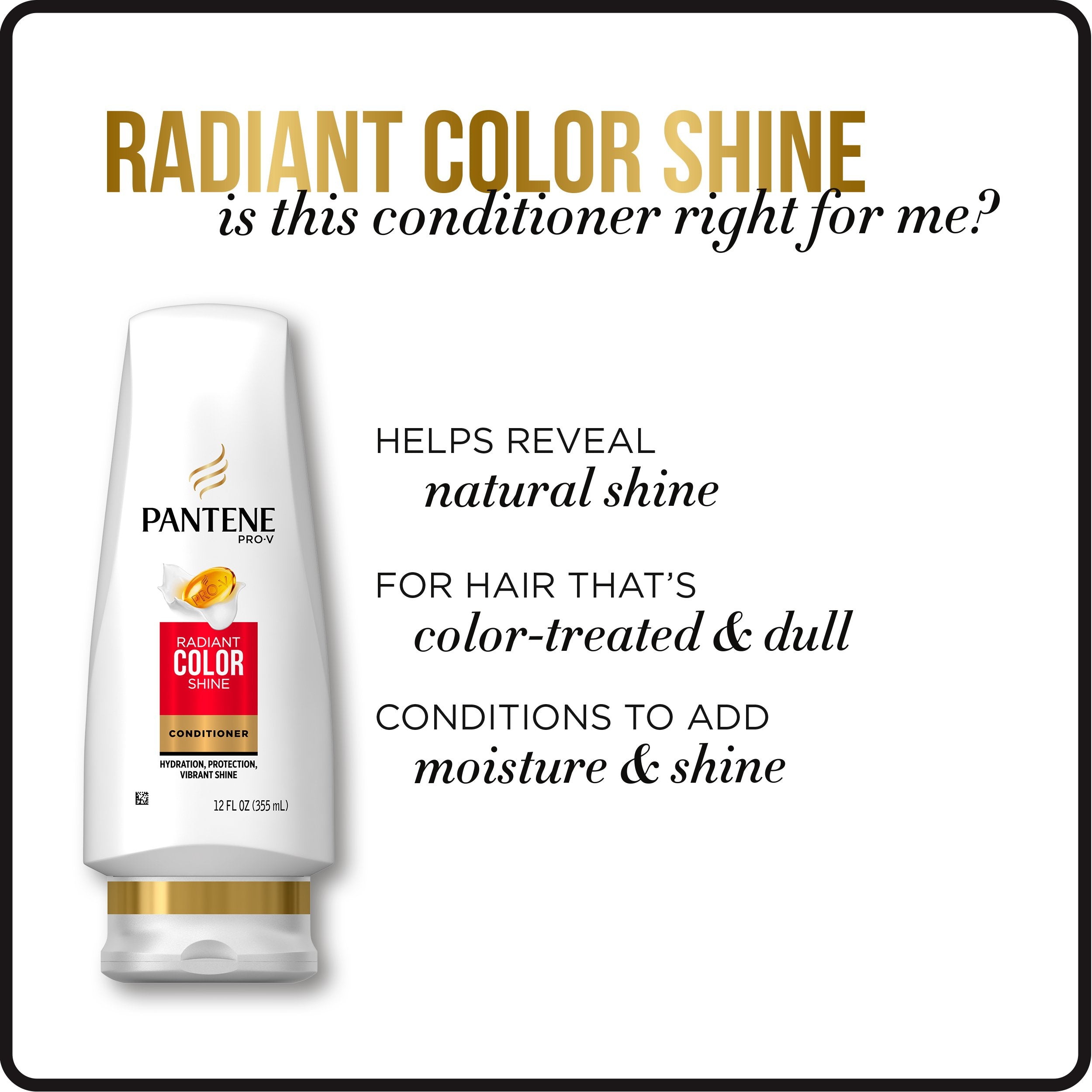 Pantene Pro-V Radiant Color Shine Conditioner, 17.7 Fl Oz – Hydrating Color Protection