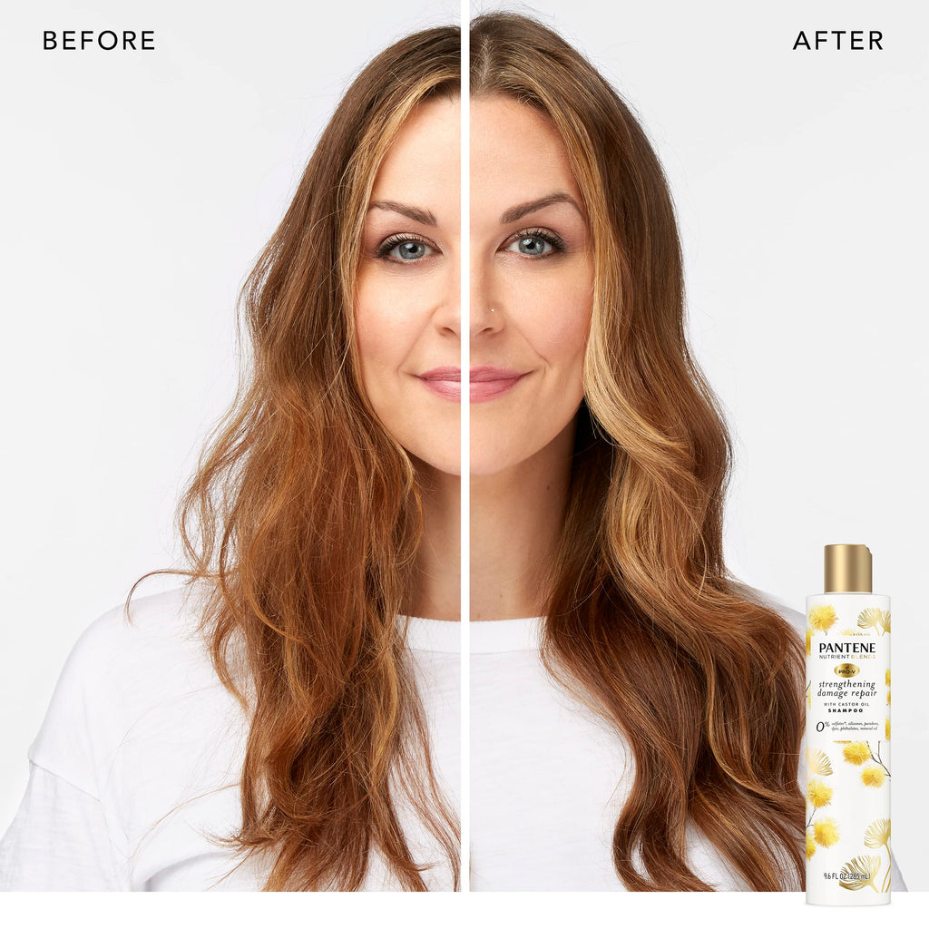Pantene Sulfate Free Shampoo with Castor Oil – Hair Strengthening Damage Repair, Color Safe, 9.6 oz