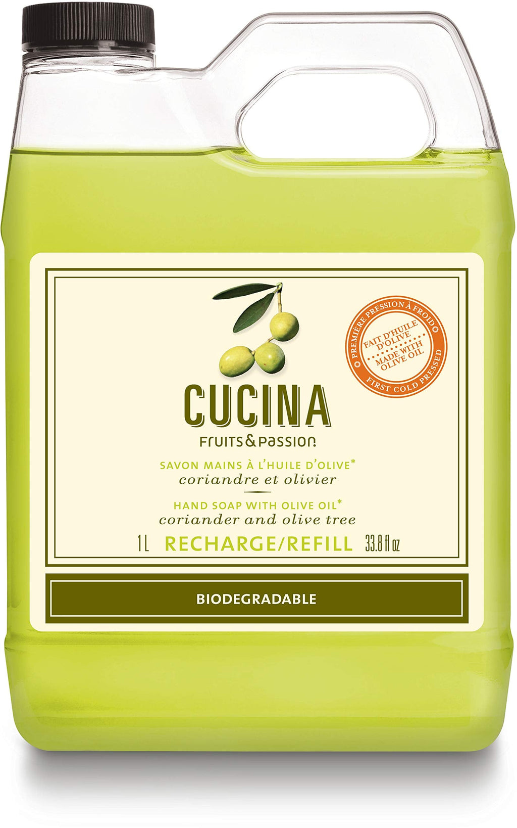 PANZERR Cucina Coriander and Olive Tree Hand Wash Refill – 33.8 oz Purifying Kitchen Soap