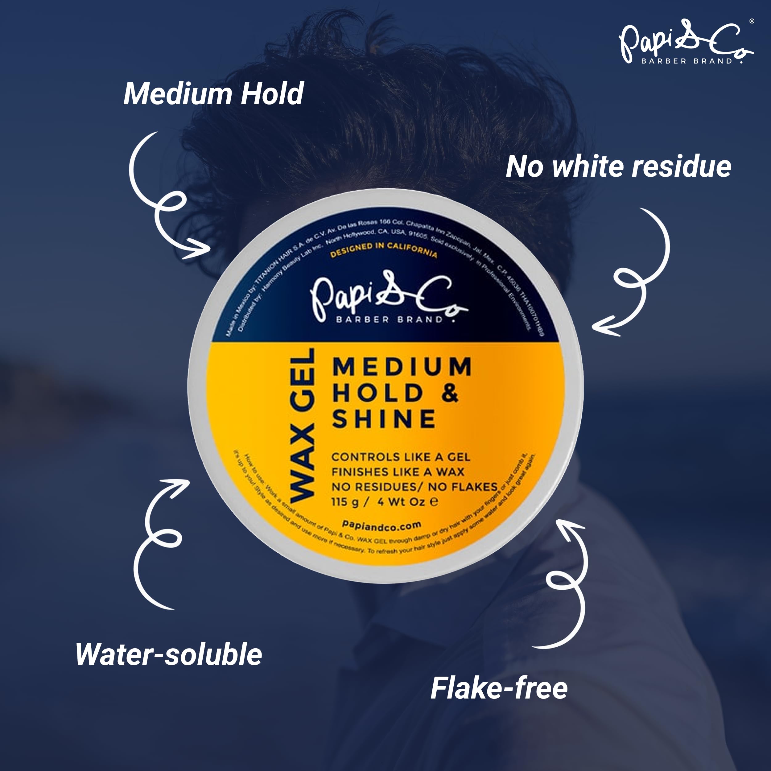 PAPI & CO. Wax Hair Gel for Men — Medium-Hold, Water-Soluble, 100 g